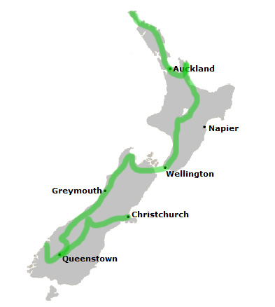 New Zealand Popular Itinerary Route