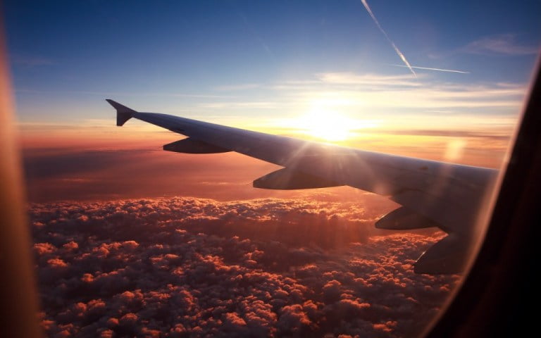 Plane Wing Sunset